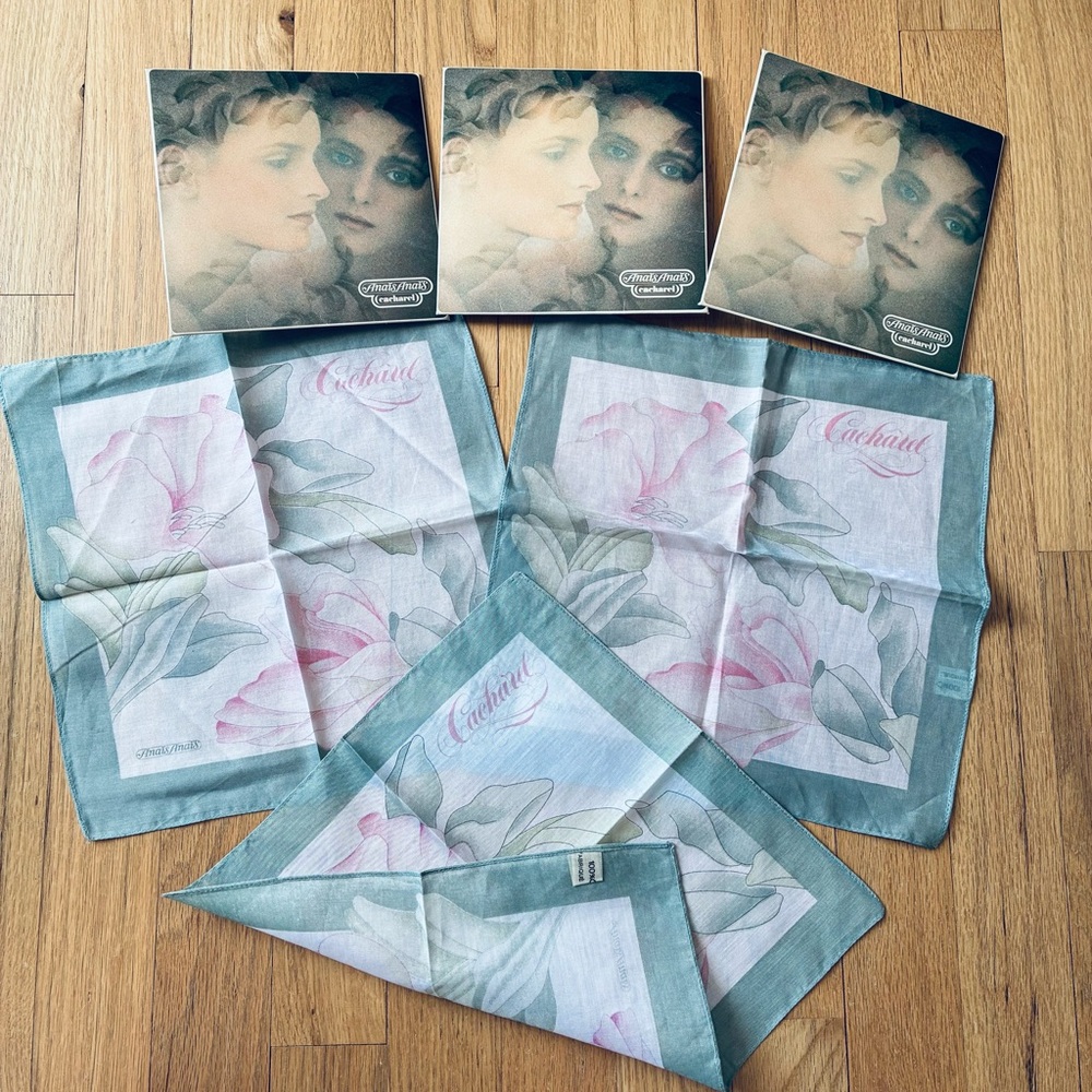 New Vintage Cacharel Anais Anais Handkerchiefs, Set of 3, in original packages